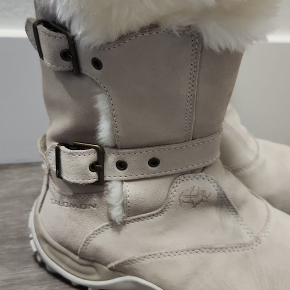 Salomon Lhasa Suede Contagrip Buckle Women's Cream Winter Boots - Picture 2 of 10